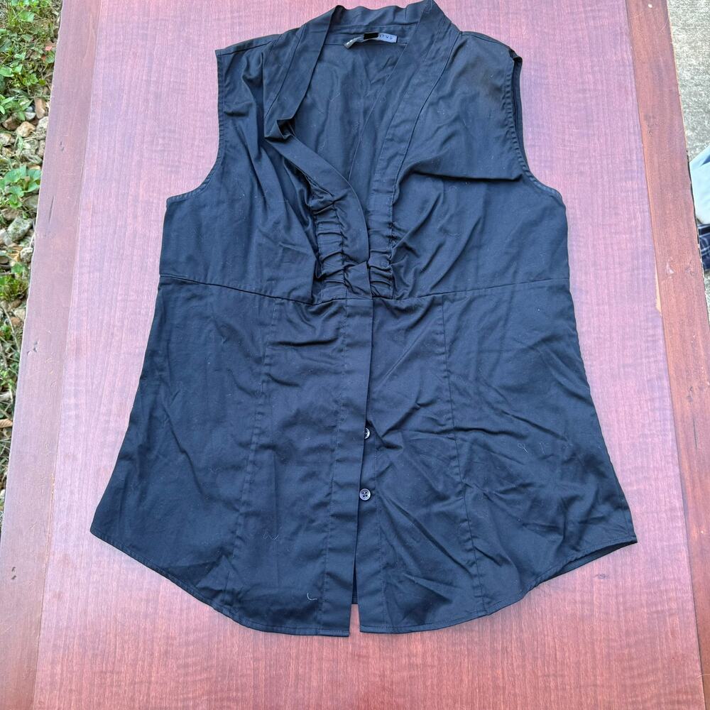 Antonio Melani Black Ruffle‎ Sleeveless Blouse - Size L